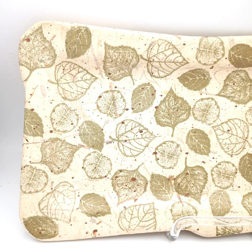 Salsa Style Art Studio Leaf Design Platter SIGNED‎ K DeSalsa Organic Fiberclay